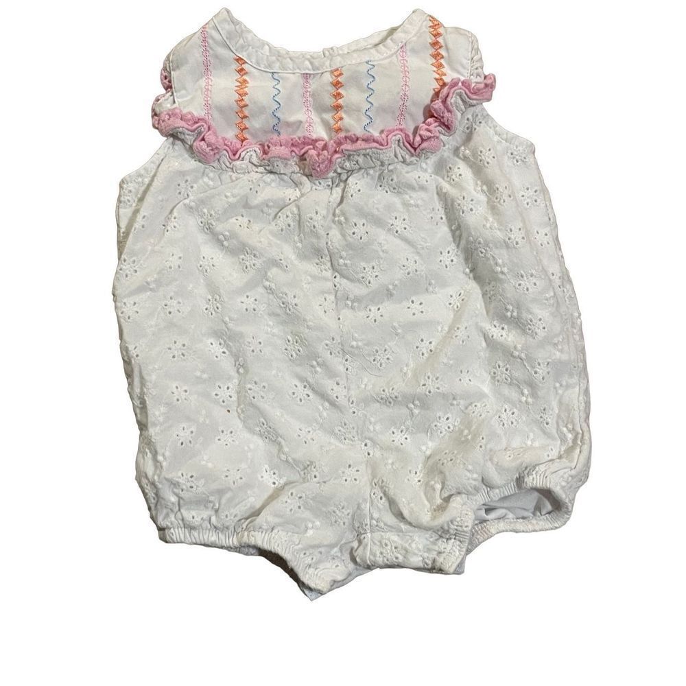 Goodlad‎ baby girl all over eyelet detail white snap romper 6 months